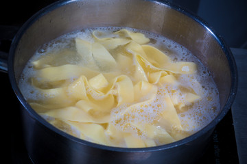 the process of making pasta.