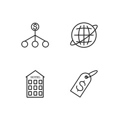 business simple outlined icons set