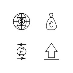 business simple outlined icons set