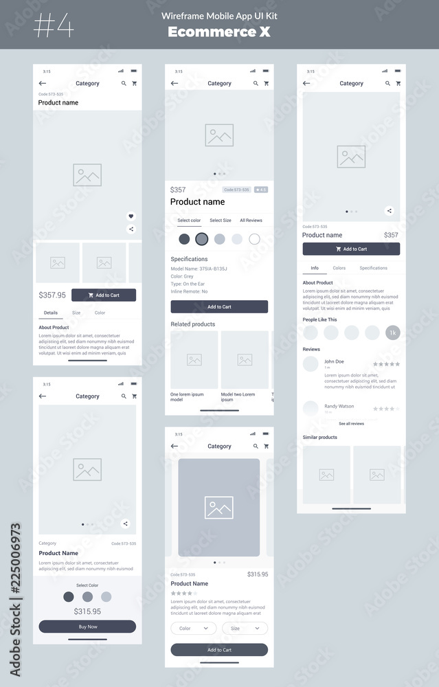 Canvas Prints wireframe kit for mobile phone. mobile app ui, ux design. new os ecommerce product. category, name o