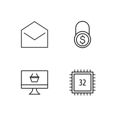 business simple outlined icons set