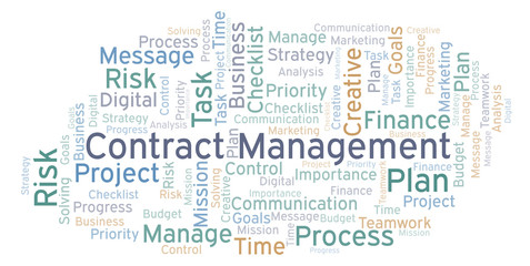 Obraz premium Contract Management word cloud, made with text only.
