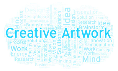 Creative Artwork word cloud, made with text only.