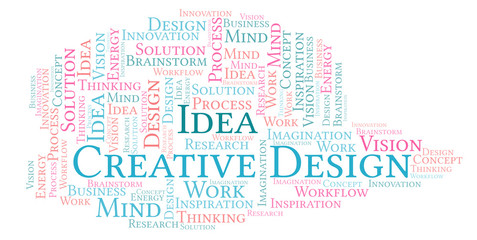 Creative Design word cloud, made with text only.