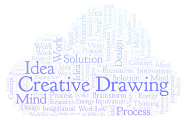 Creative Drawing word cloud, made with text only.