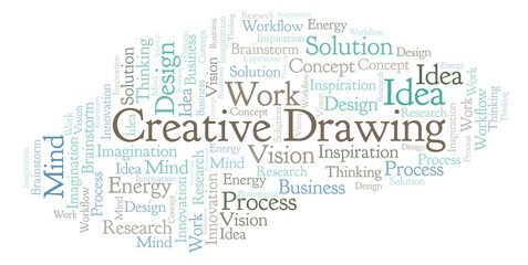 Fototapeta na wymiar Creative Drawing word cloud, made with text only.