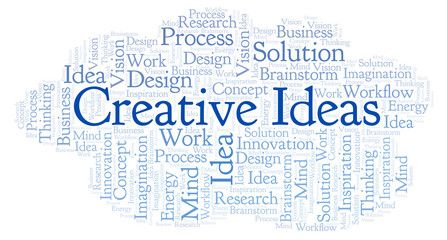 Fototapeta premium Creative Ideas word cloud, made with text only.