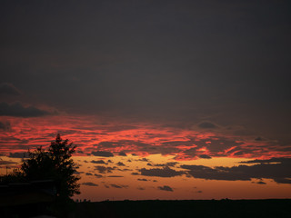 Beautiful sunset. Autumn sunset landscape.