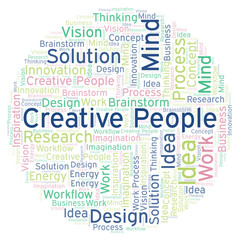 Creative People word cloud, made with text only.
