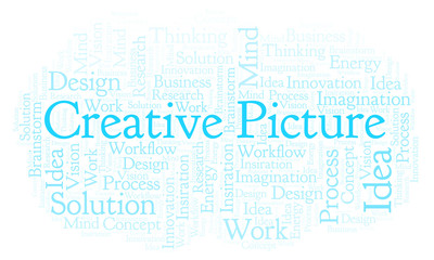 Creative Picture word cloud, made with text only.