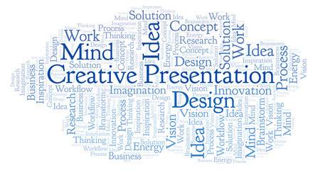 Obraz premium Creative Presentation word cloud, made with text only.