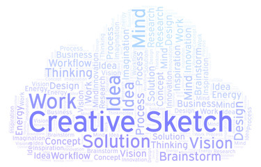 Obraz premium Creative Sketch word cloud, made with text only.