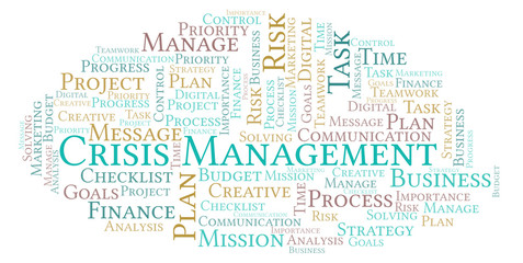 Crisis Management word cloud, made with text only.