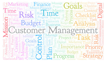Fototapeta premium Customer Management word cloud, made with text only.