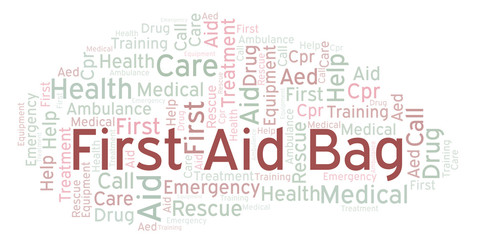 Obraz premium First Aid Bag word cloud, made with text only.