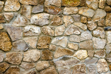 Wall made of various stones