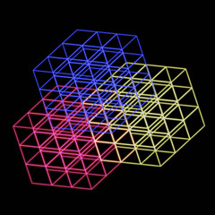 square geometric shapes color light and black background