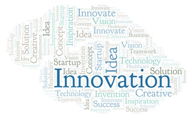 Fototapeta premium Innovation word cloud, made with text only.