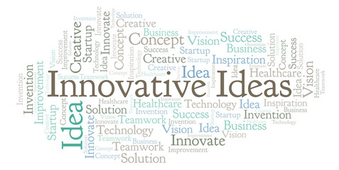 Innovative Ideas word cloud, made with text only.