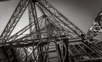 Black and white closeup architecture of eiffel tower