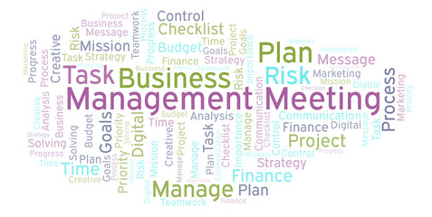 Fototapeta premium Management Meeting word cloud, made with text only.