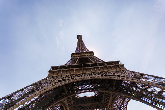 closeup architecture of eiffel tower