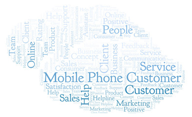 Fototapeta na wymiar Mobile Phone Customer word cloud.