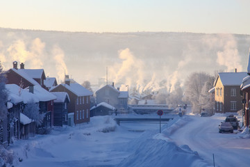 Winter and minus 30 degrees C in Roros city	