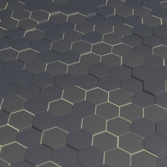 Abstract technological hexagonal background. 3D render