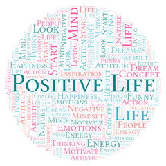 Positive Life word cloud, made with text only.