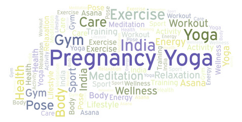 Obraz premium Pregnancy Yoga word cloud.