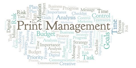 Fototapeta premium Print Management word cloud, made with text only.