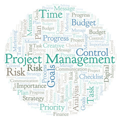 Obraz premium Project Management word cloud, made with text only.