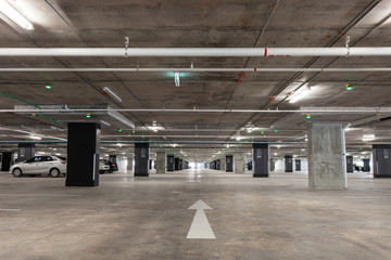 Parking garage interior, industrial building,Empty underground interior in apartment or in...