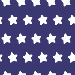 Seamless pattern, white stars on a blue background