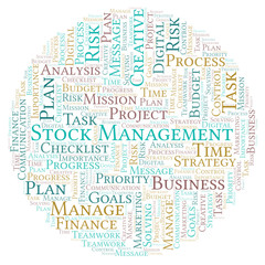 Obraz premium Stock Management word cloud, made with text only.