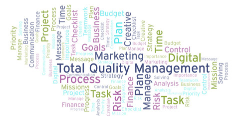 Fototapeta premium Total Quality Management word cloud, made with text only.