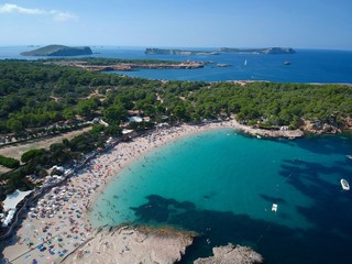 Fototapeta na wymiar Ibiza Spain Cala Bassa beach