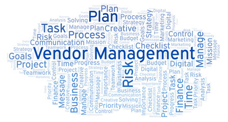 Vendor Management word cloud, made with text only.