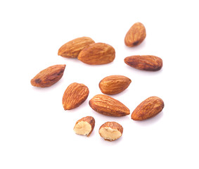 almond nuts isolated on white background