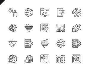 Simple Set of Data Processing Related Vector Line Icons. Linear Pictogram Pack. Editable Stroke. 48x48 Pixel Perfect Icons.