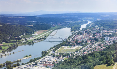 Blick auf Vilshofen an der Donau in Niederbayern