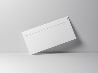 White envelope mockup on gray background