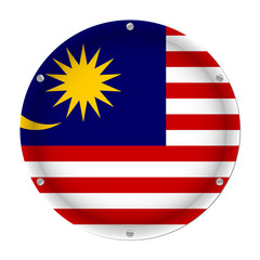 round metallic flag of Malaysia with screws