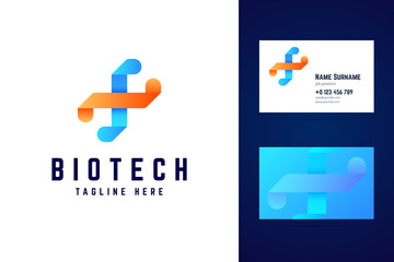 Biotechnology dna logo and business card template.