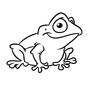Frog smile kind animal character cartoon illustration isolated image coloring page