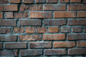 The surface of a brick wall for a close-up background.