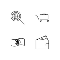 business simple outlined icons set