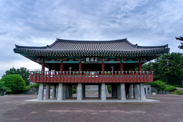 Traditional Korean style pavilion at Okpo great vitory commemoative park  on Geoje island, Gyeongsangnam-do, South Korea.