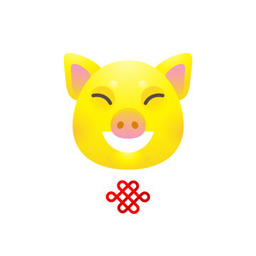Illustration of yellowi pig, symbol of 2019 on the Chinese calendar.